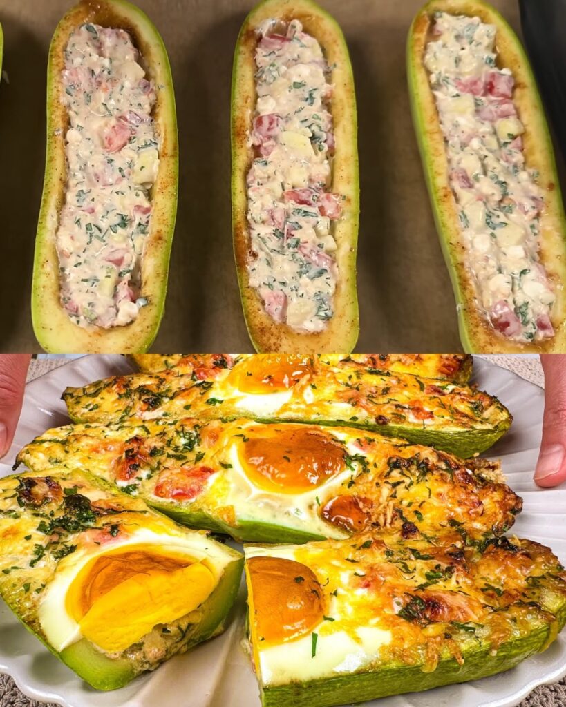 Baked Zucchini with Creamy Tomato Topping finished dish