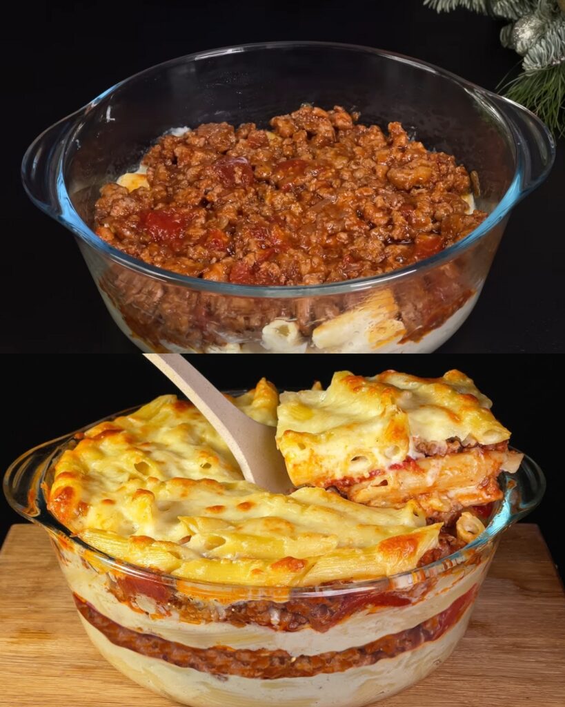 Baked Penne with Pork and Béchamel Sauce Recipe finished dish