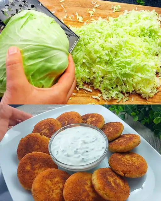Savory Cabbage Patties with Yogurt Sauce