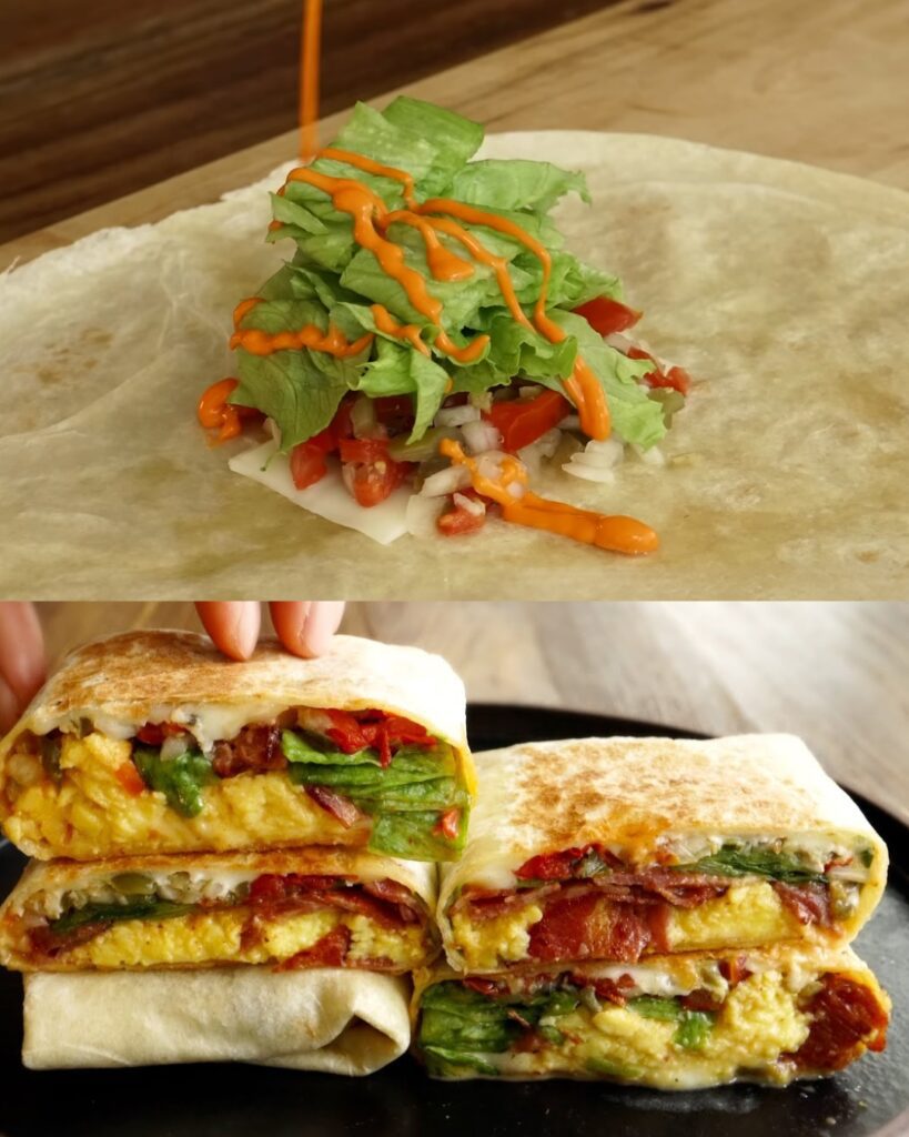 Savory Delight: Crispy Bacon and Egg Breakfast Burritos