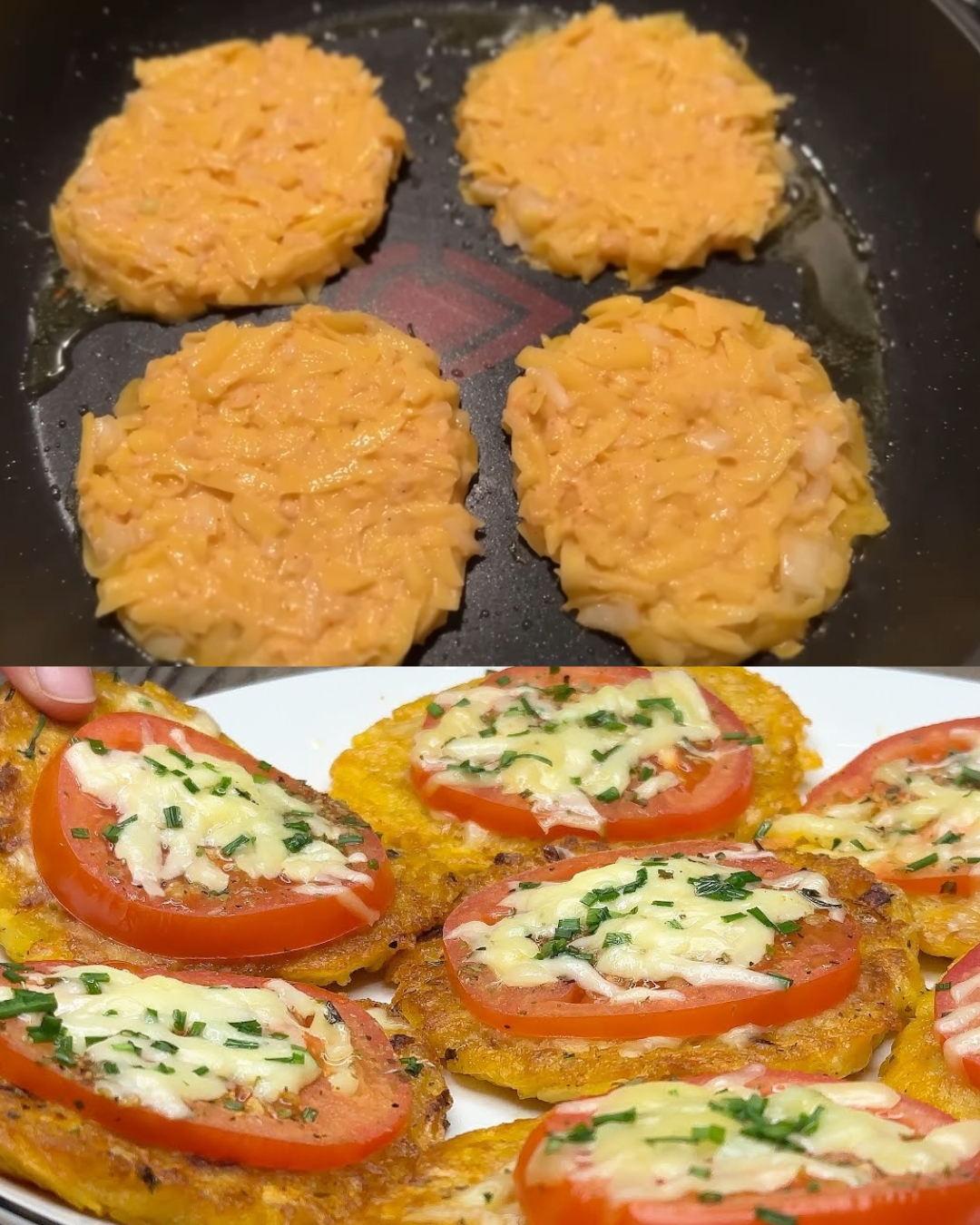 Potato Crust Pizza with Emmental Cheese and Fresh Tomatoes
