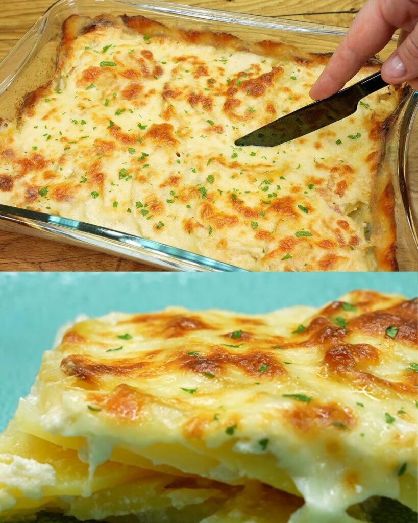 Cheesy Garlic Potato Bake Recipe finished dish