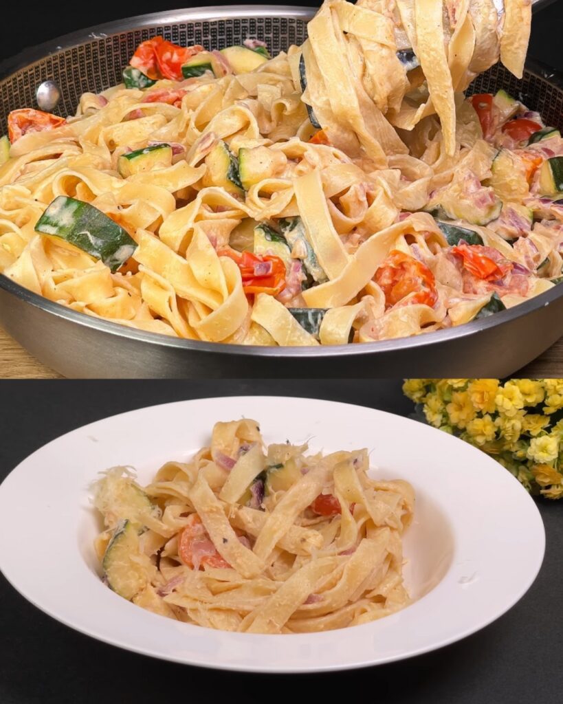 Creamy Tagliatelle with Zucchini and Cherry Tomatoes