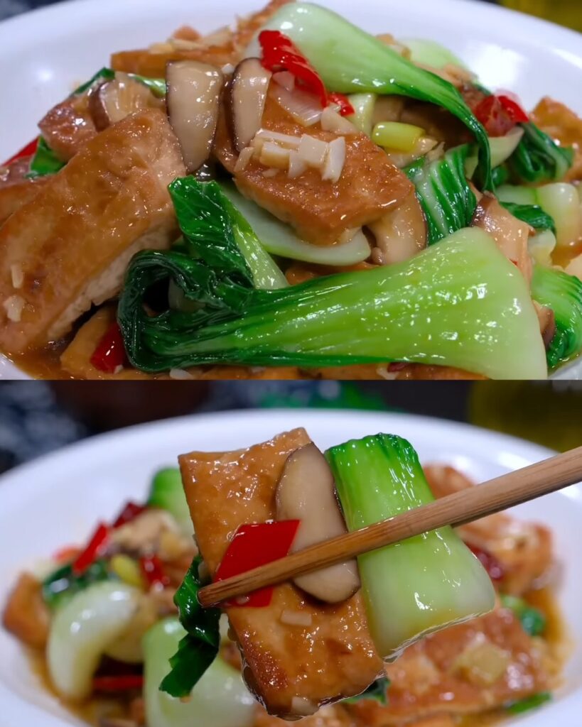 Rapeseed with Shiitake Mushrooms and Tofu