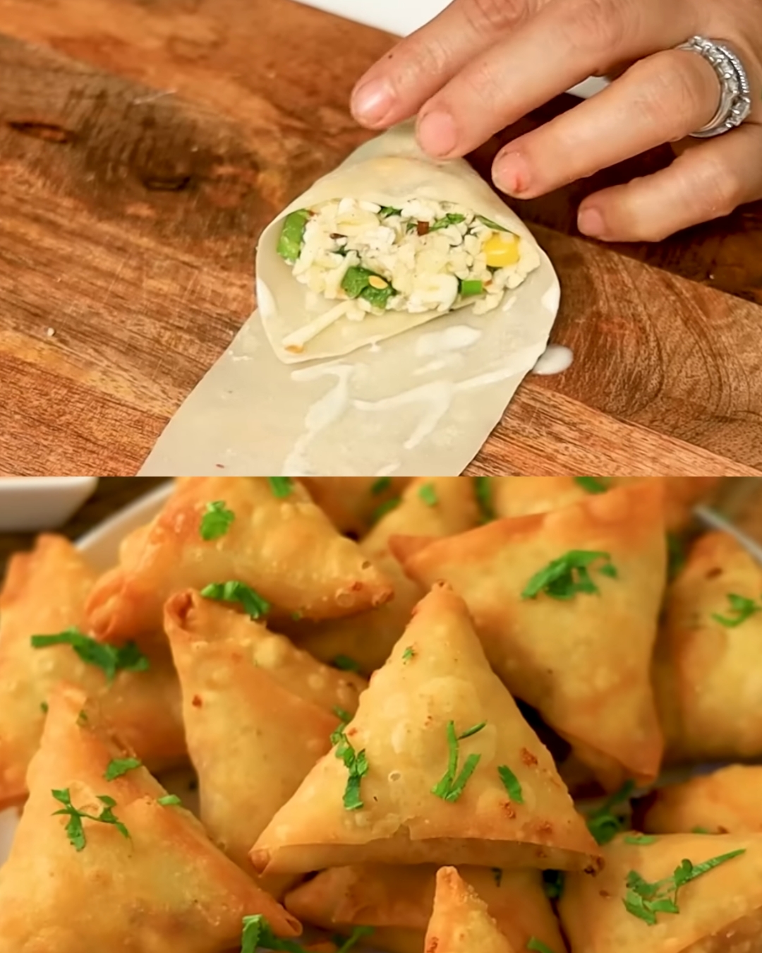 Crispy Golden Corn and Cheese Samosas