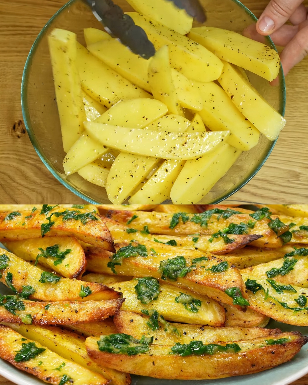 Roasted Garlic Potato Wedges with Arugula Salad