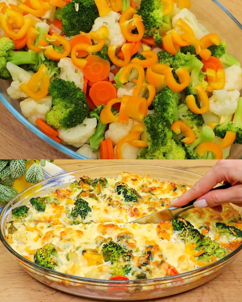 Vegetable Casserole with Creamy Cucumber Dressing
