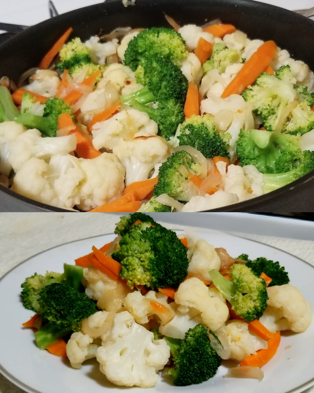 Garlic-Ginger Vegetable Stir-Fry: A Quick and Healthy Cauliflower, Broccoli, and Carrot Delight"