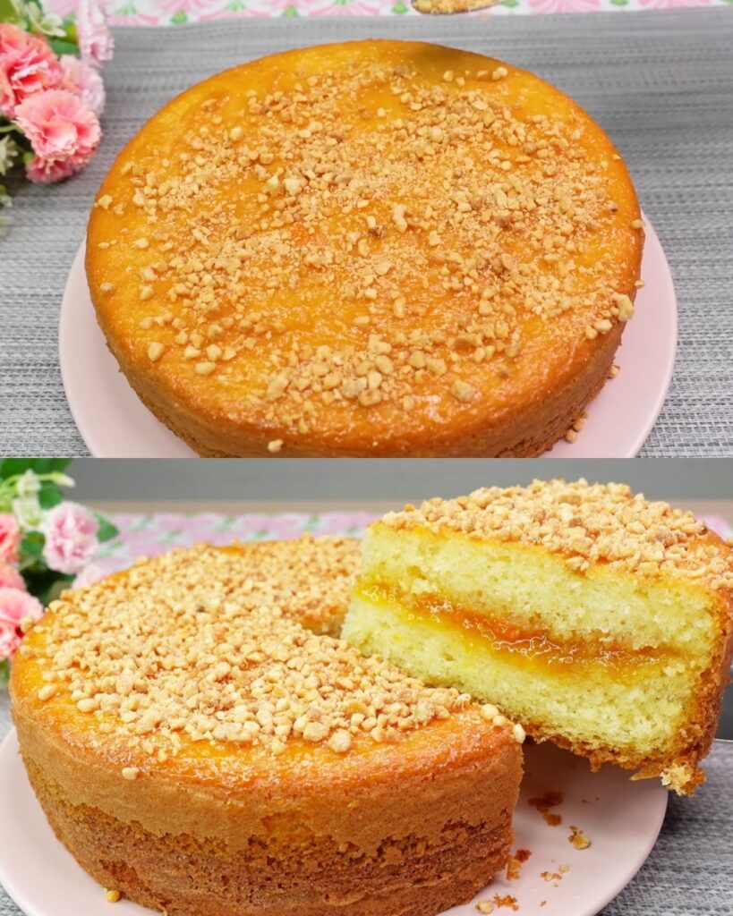 Delightful Airy Apricot Jam Layer Cake finished dish