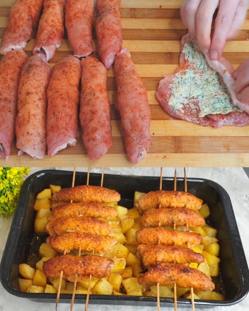Hearty Meat Barbeque and Crispy Potatoes with Zesty Pickled Onions finished dish