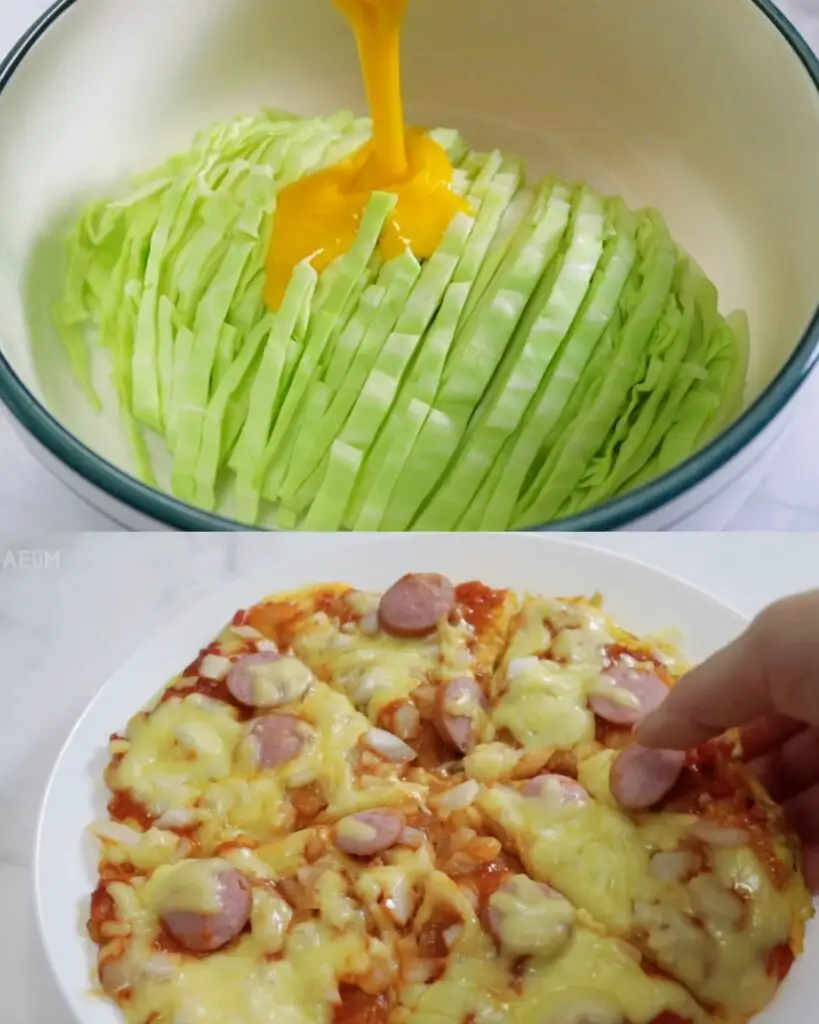 Cabbage Pizza Bake with Mozzarella and Sausage