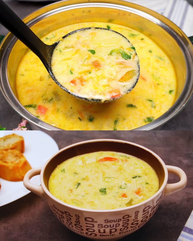 Vegetable Soup and Cheese Toast Recipe finished dish