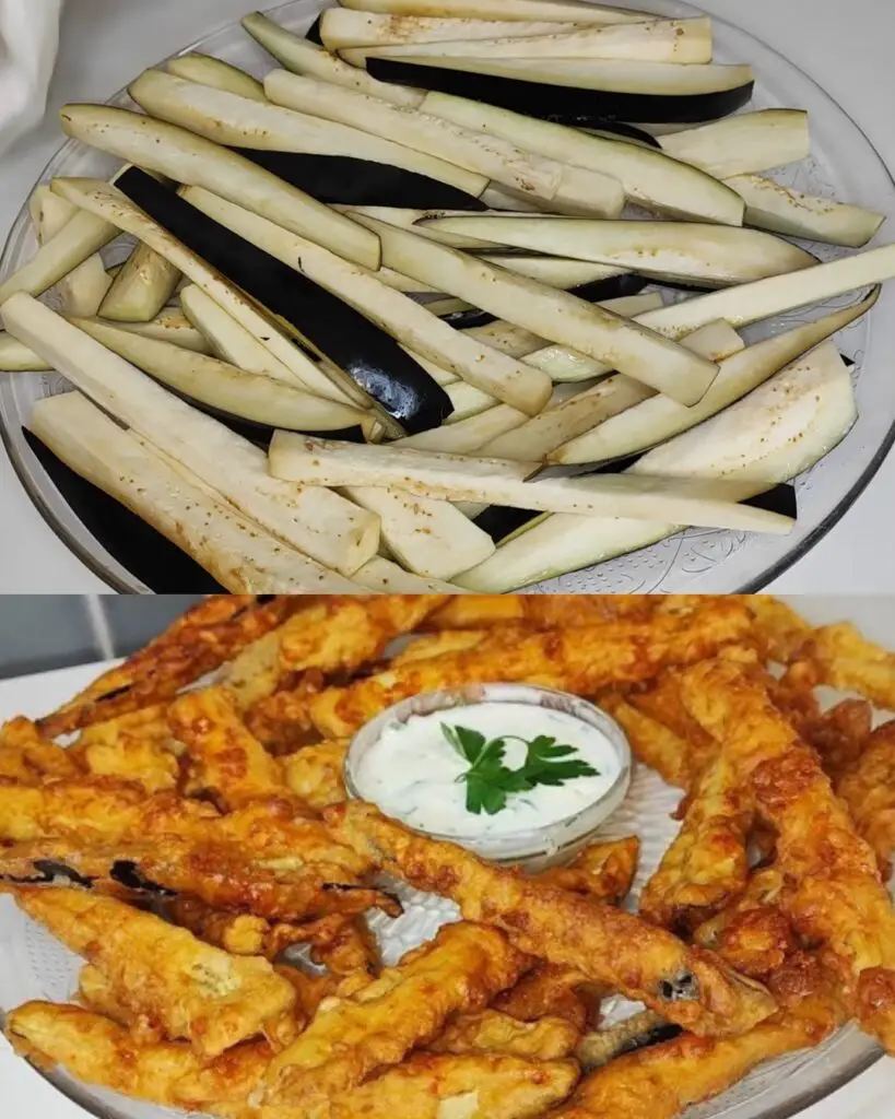 Crispy Fried Eggplant with Cheddar Yogurt Sauce