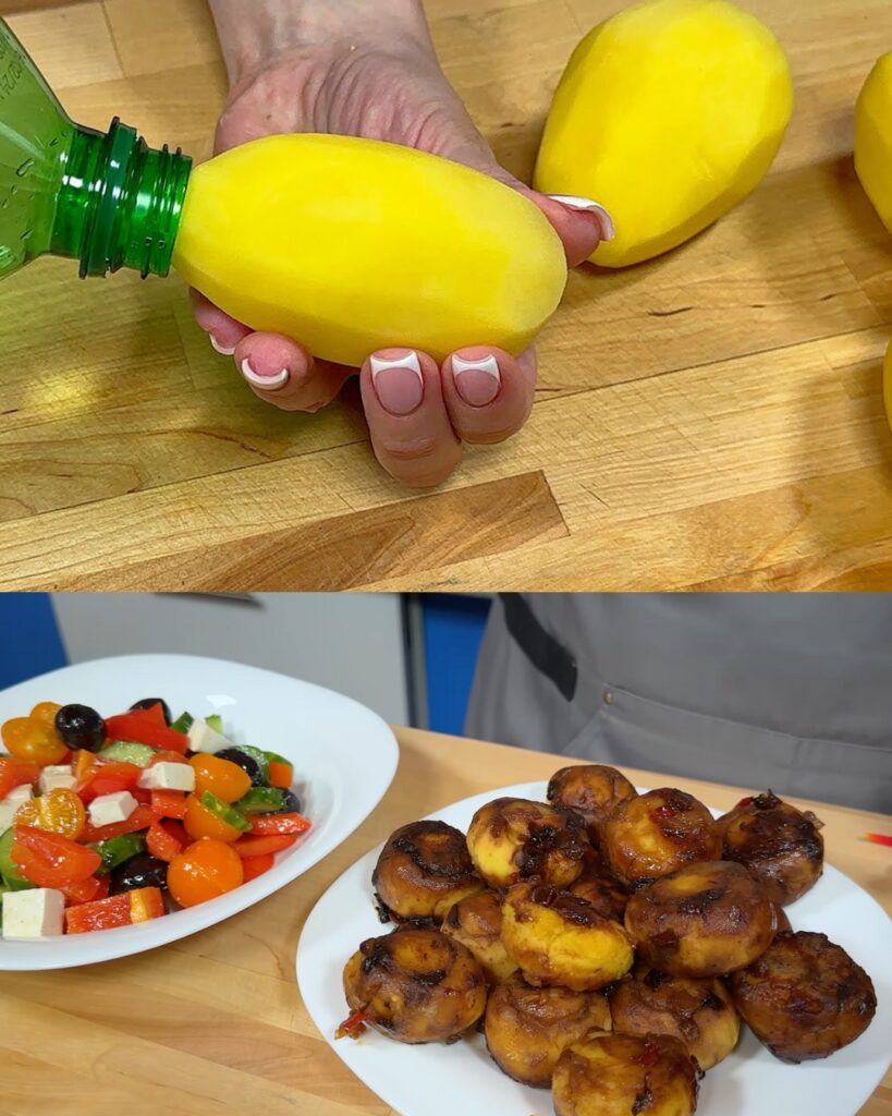 Crispy Potato Balls with Fresh Mediterranean Salad