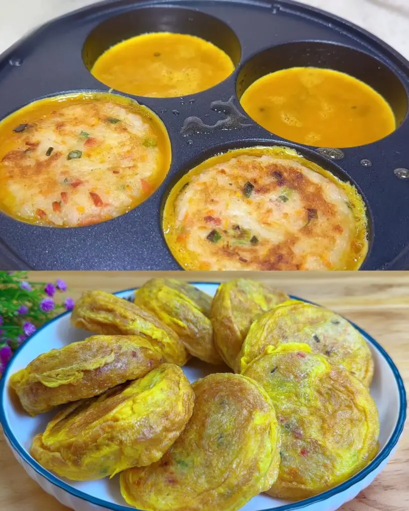 Savory Leftover Rice Pancakes with Ham and Vegetables