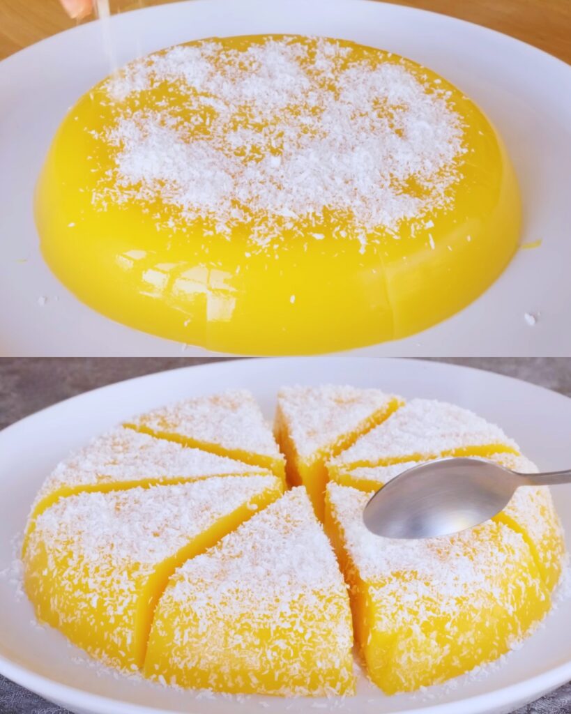 Refreshing Orange Pudding with Coconut Garnish finished dish