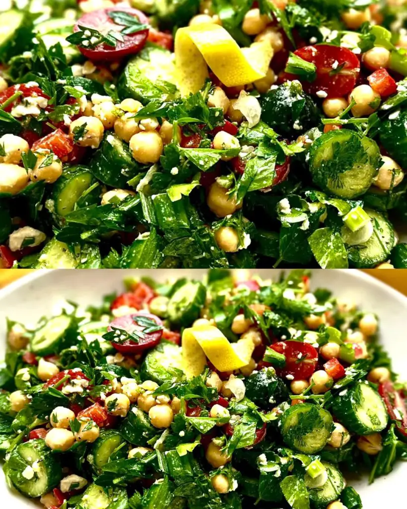 Mediterranean Chickpea Salad with Lemon-Garlic Dressing