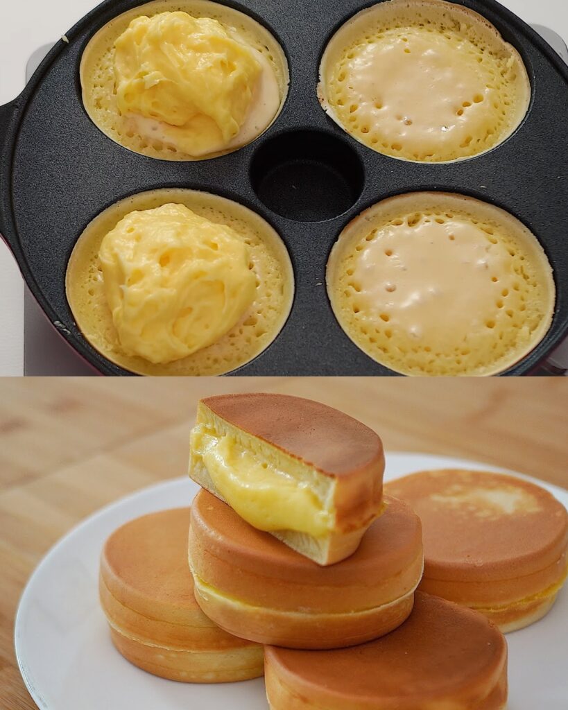 Fluffy Pancakes with Custard Cream finished dish
