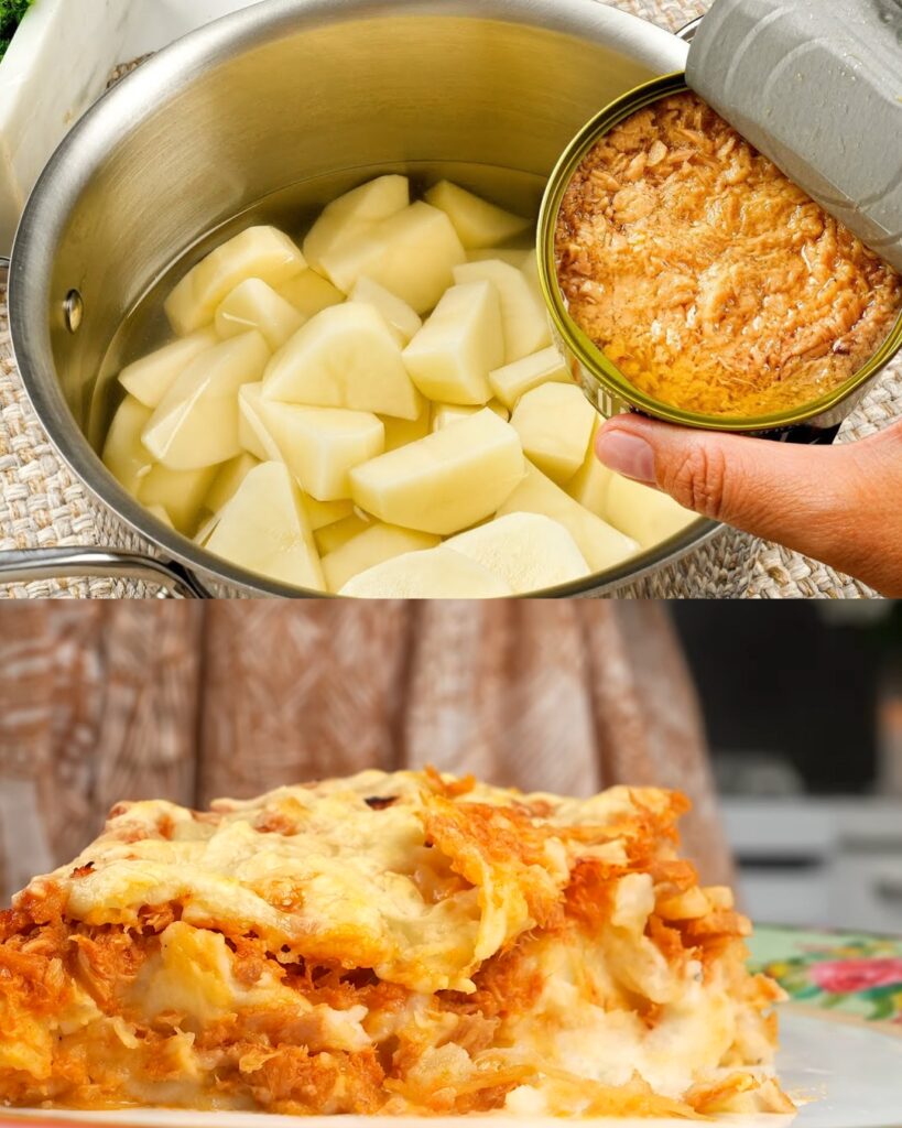 Hearty Tuna and Potato Gratin with Cheesy Golden Crust finished dish