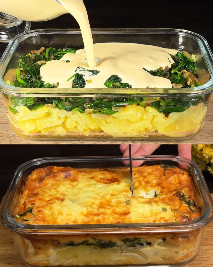 Baked Potatoes with Spinach and Eggs finished dish