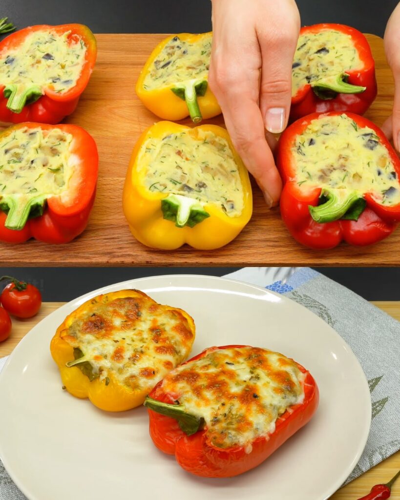 Hearty Stuffed Bell Peppers with Mashed Potatoes and Eggplant finished dish