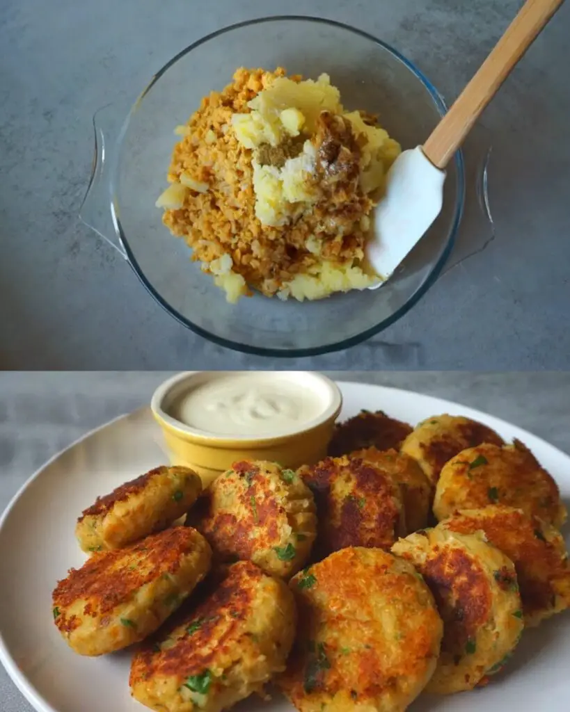 Crispy Chickpea and Potato Patties with Vegan Yogurt Sauce