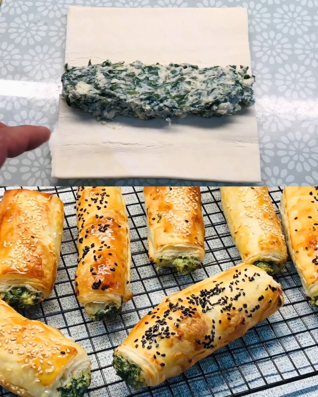 Spinach and Cheese Puff Pastry Rolls