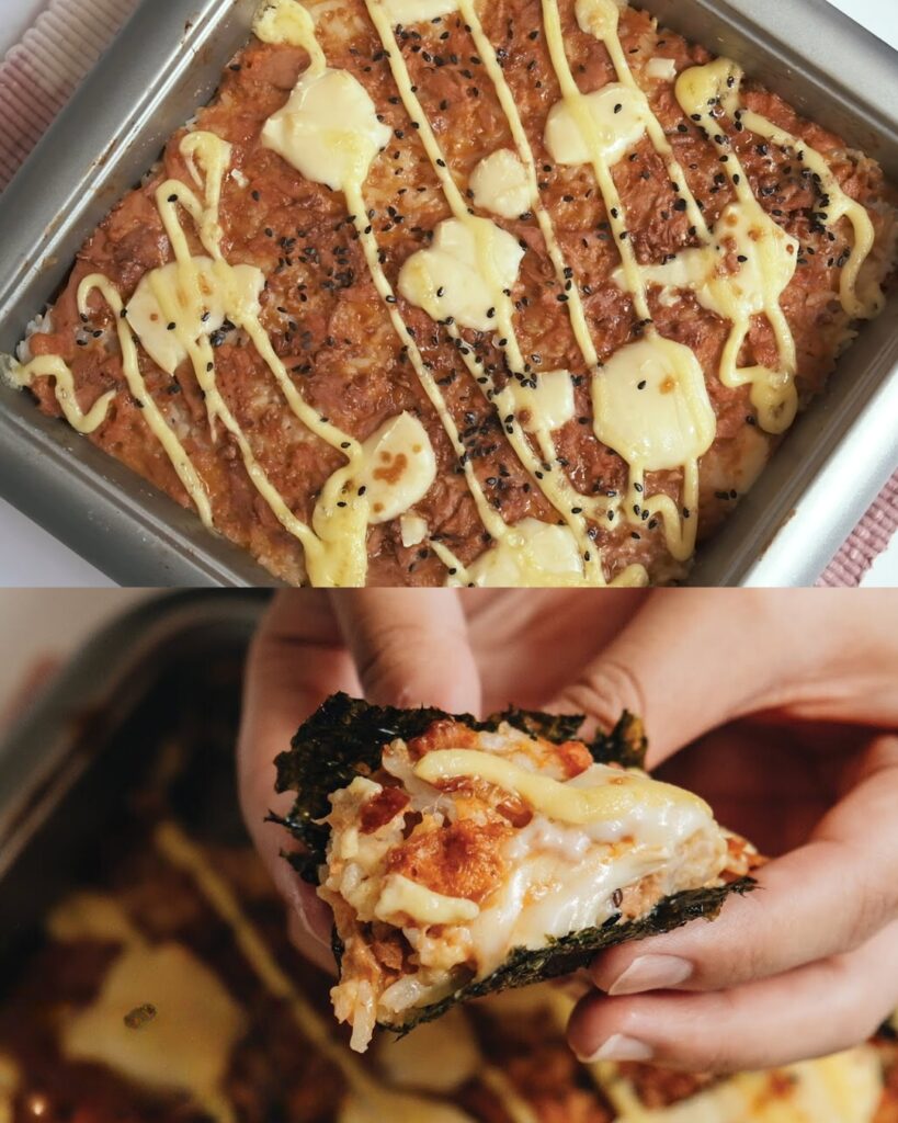 Cheesy Spicy Tuna Sushi Bake finished dish