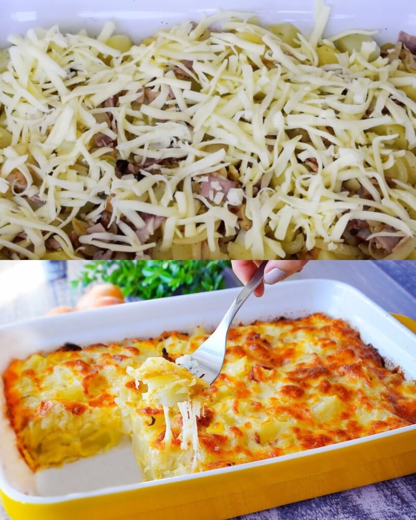 Cheesy Bacon and Potato Bake finished dish