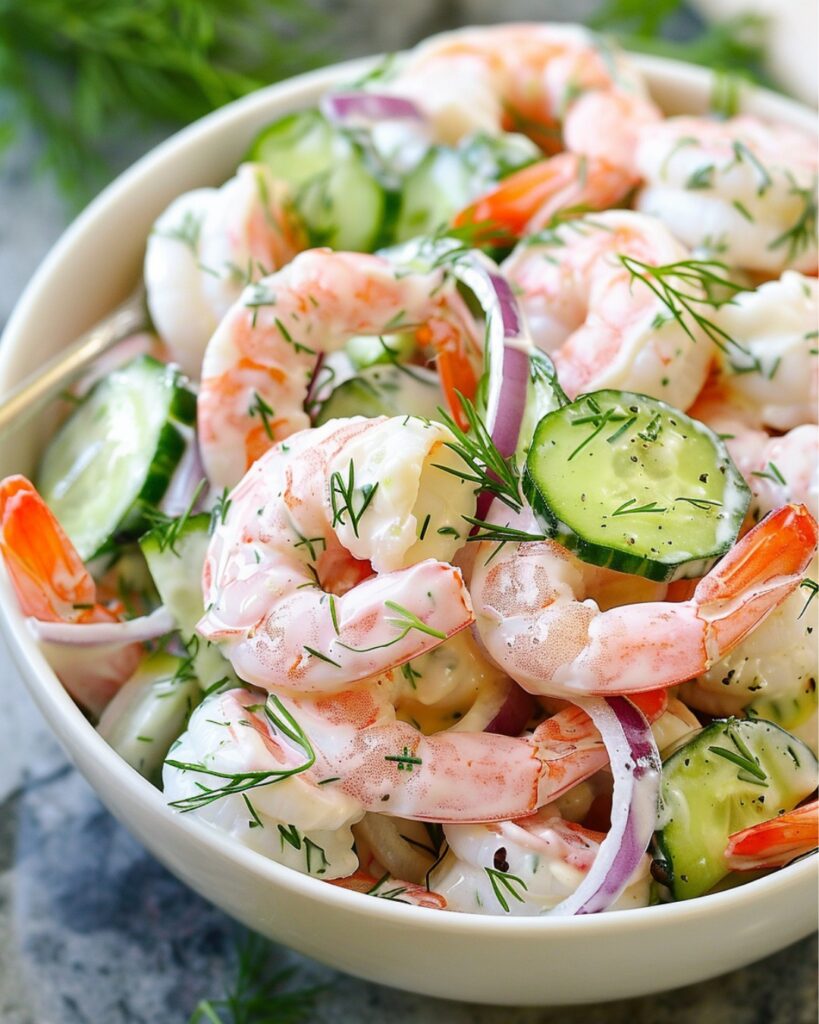 Creamy Cucumber Shrimp Salad Recipe finished dish