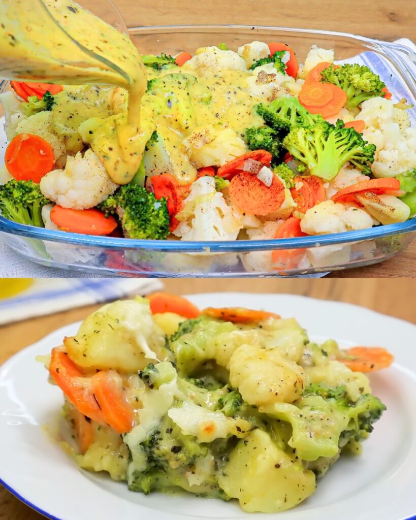 Cheesy Vegetable Casserole with Pears finished dish