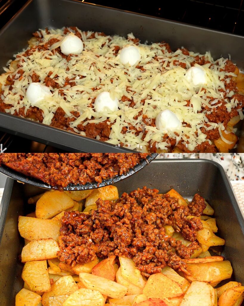 Ground Beef and Potato Dinner with Fennel Apple Salad finished dish