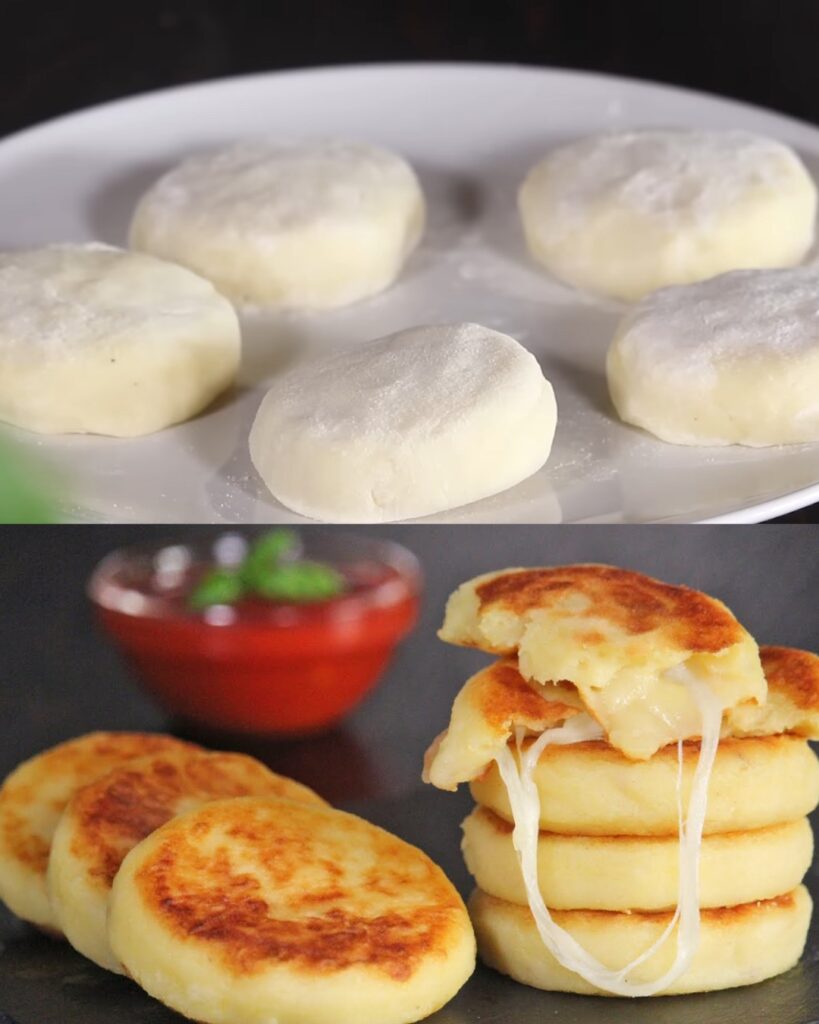 Crispy Potato Cheese Pancakes finished dish