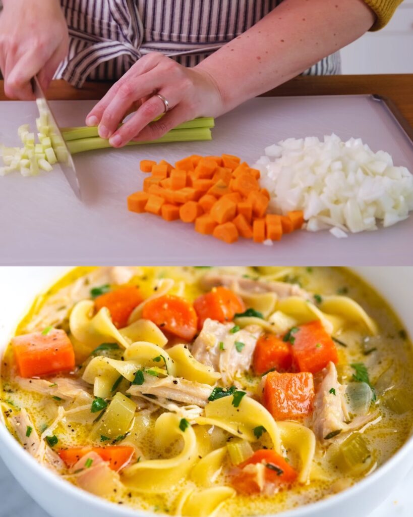 Easy Creamy Chicken Noodle Soup finished dish