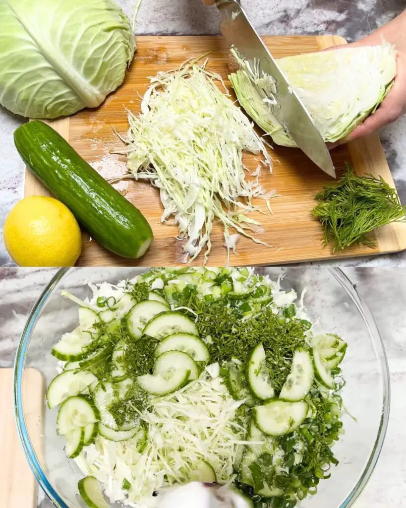 Fresh Cabbage and Cucumber Salad with Dill and Lemon