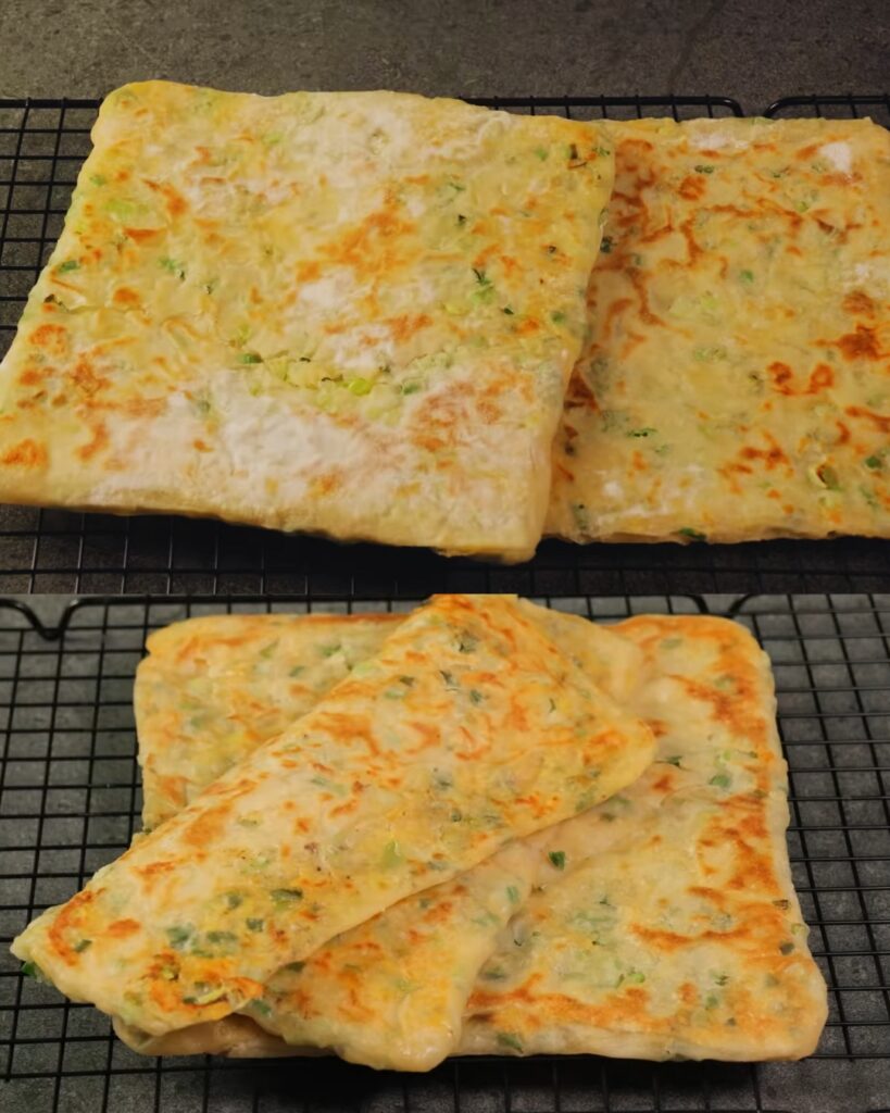 Savory Spring Onion and Cheese Flatbread finished dish