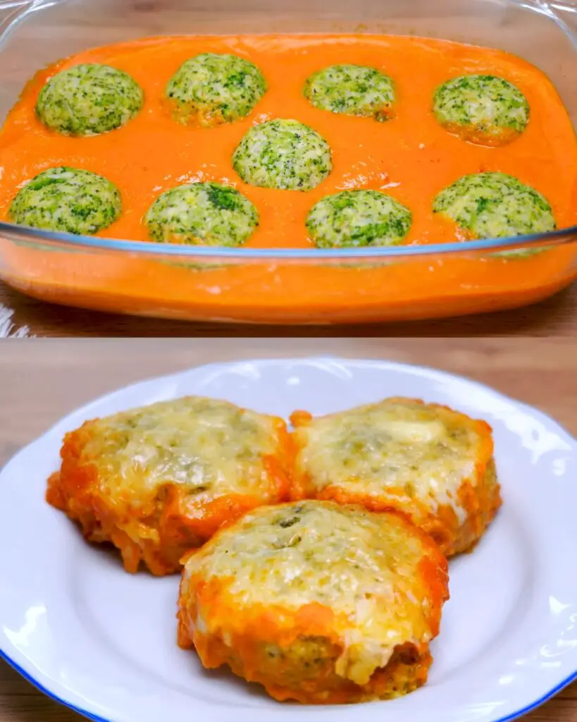 Broccoli Cheese Balls in Roasted Vegetable Sauce