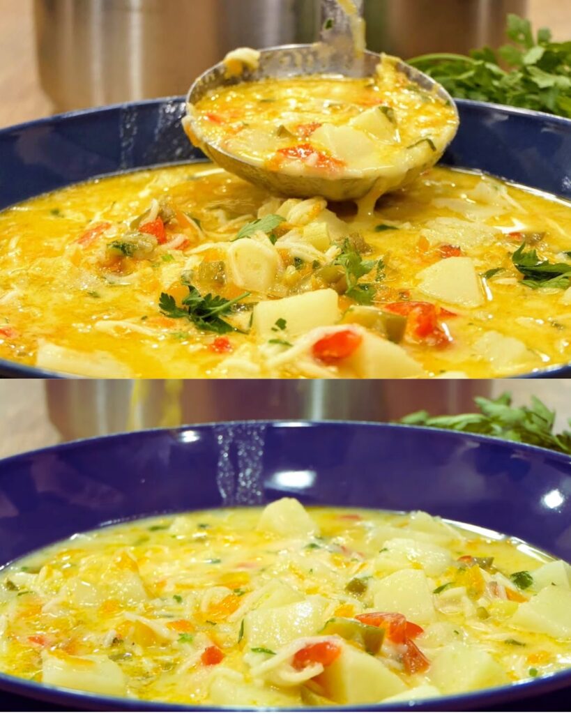 Vegetable Noodle Soup with Egg Liaison finished dish