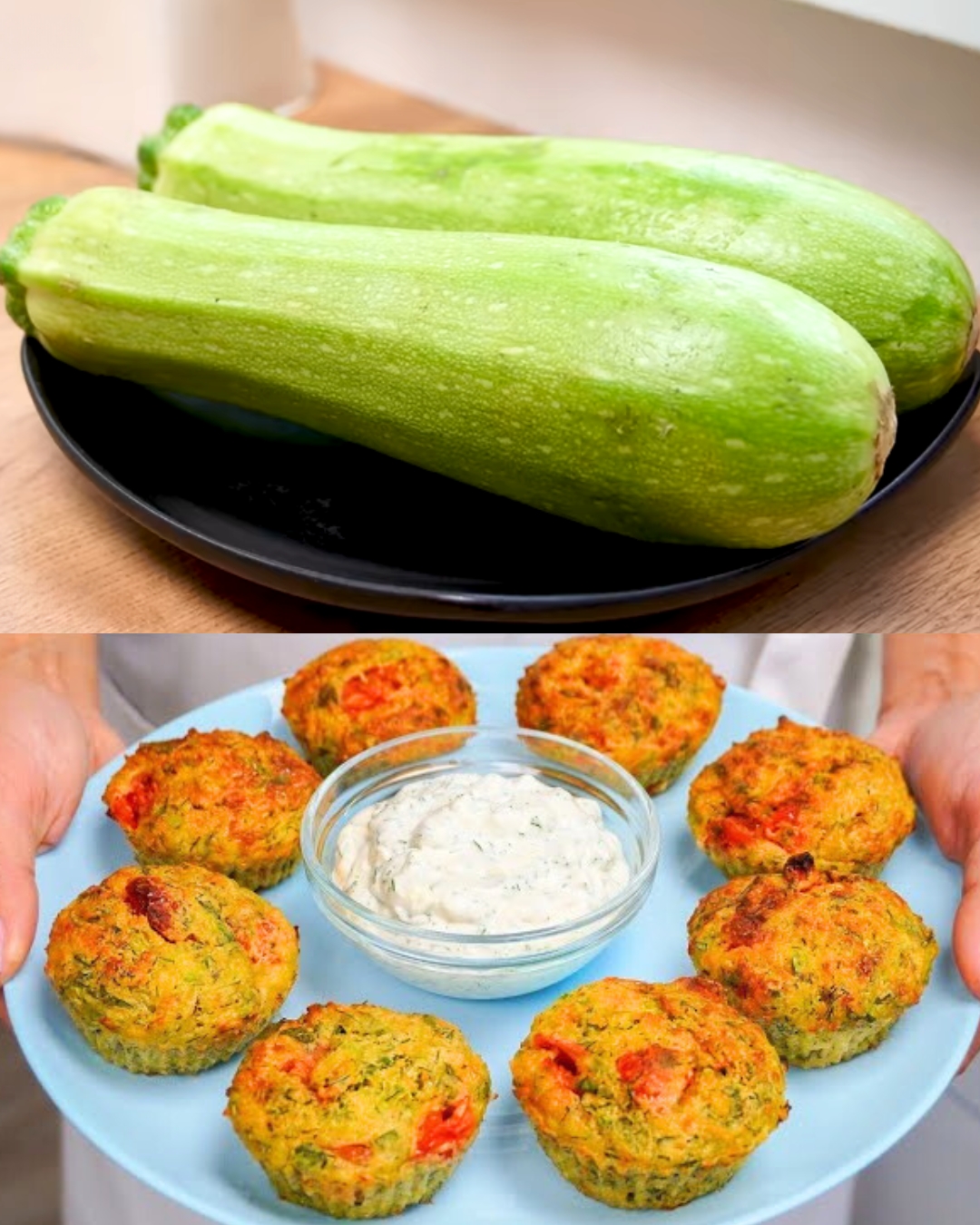 Zucchini and Potato Muffins with Creamy Dill Sauce