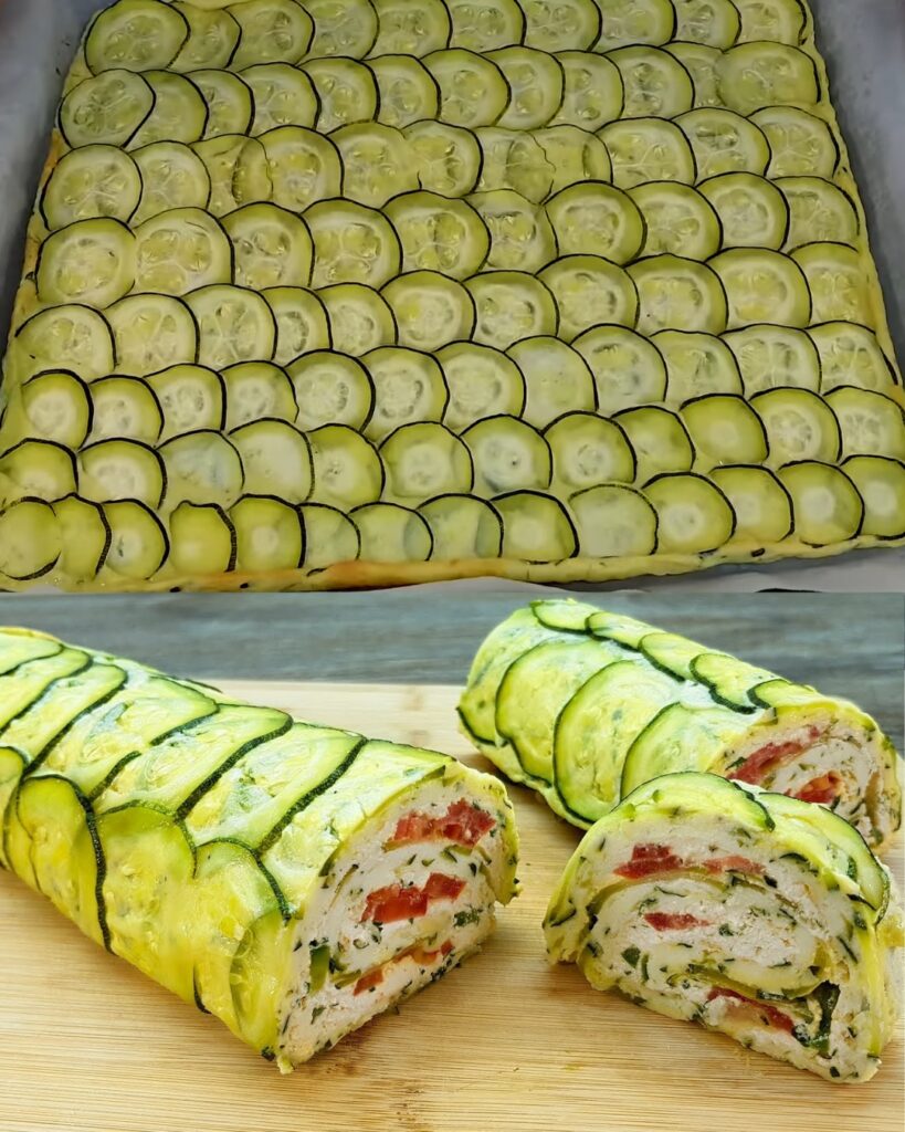 Zucchini Roll with Cottage Cheese and Vegetables finished dish
