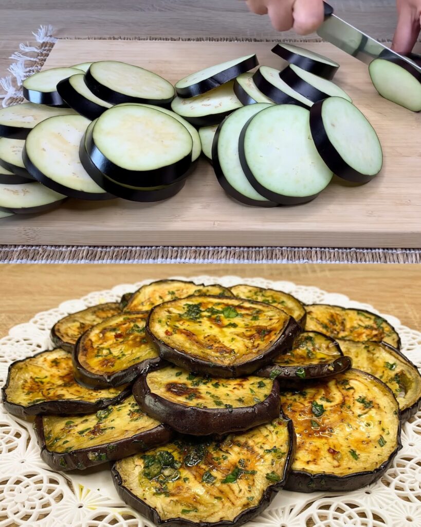 Baked Garlic and Herb Eggplant finished dish
