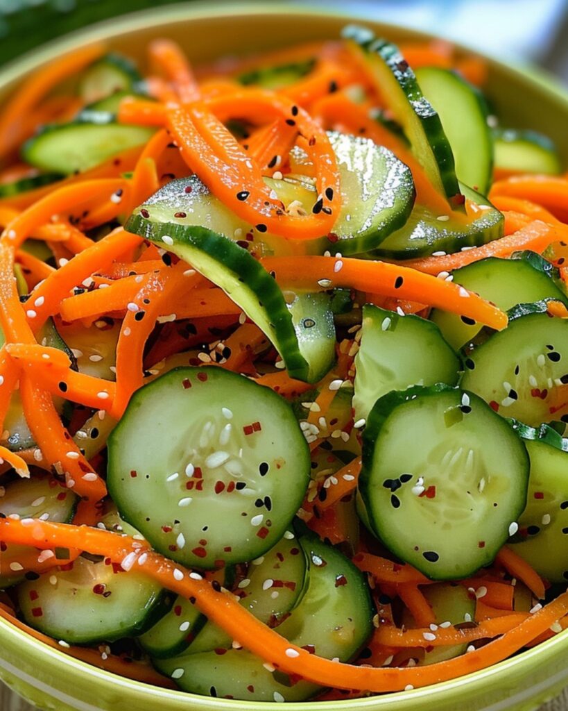 Refreshing Cucumber and Carrot Salad finished dish