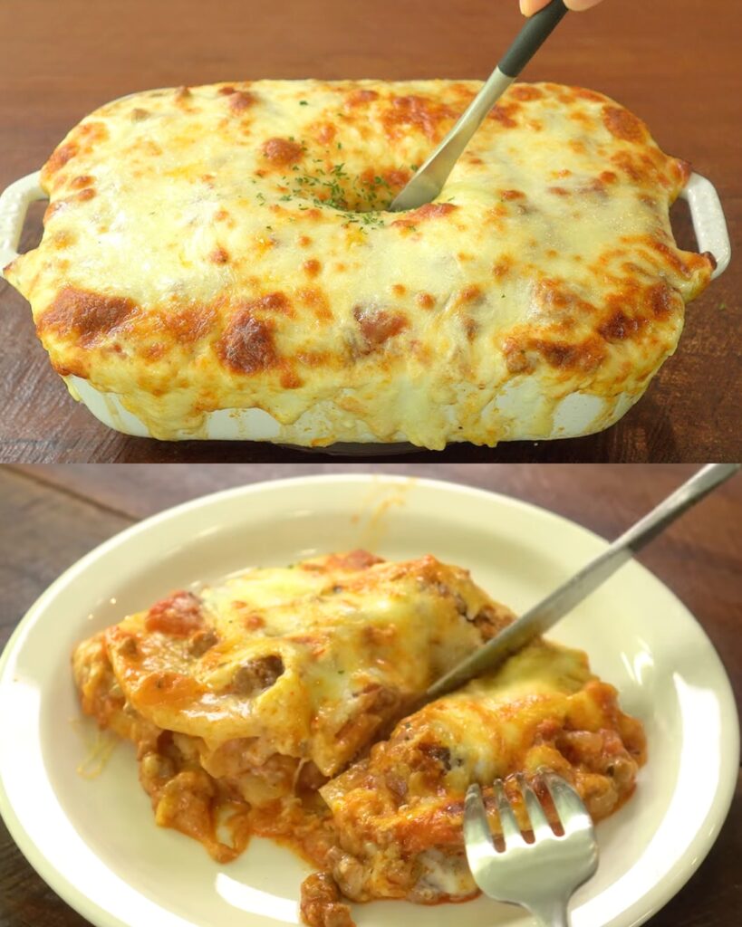 Cheesy Potato and Meat Casserole finished dish