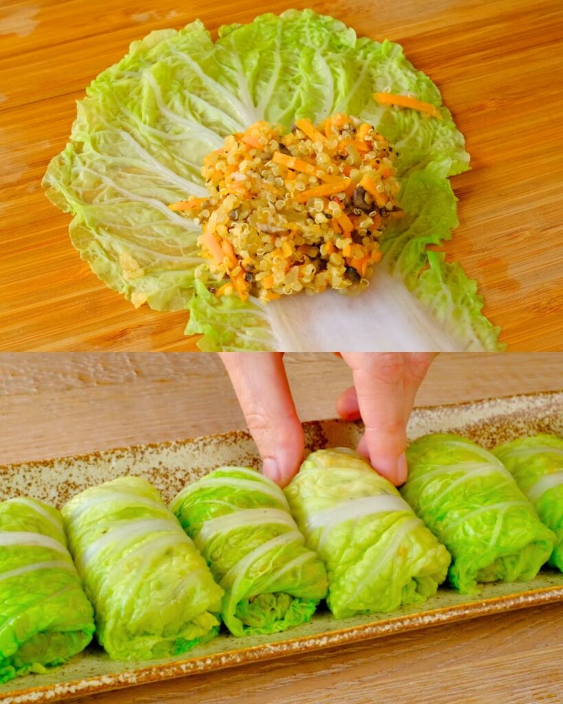 Quinoa and Sweet Potato Stuffed Cabbage finished dish