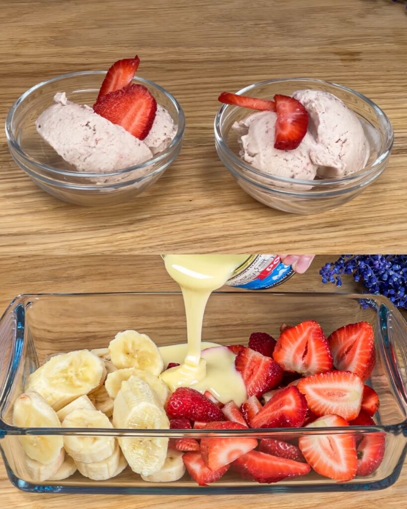 Strawberry Banana Ice Cream finished dish