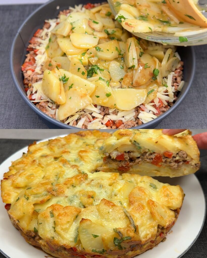 Hearty Potato and Ground Beef Bake finished dish