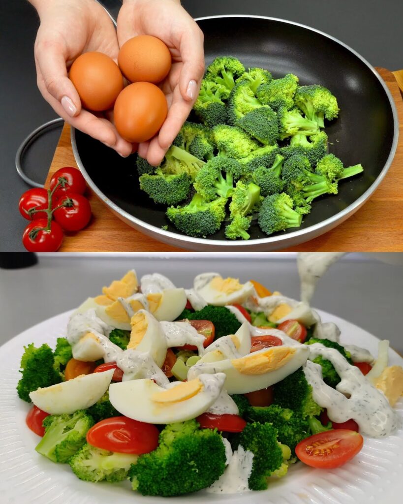 Fresh Broccoli and Cherry Tomato Salad with Creamy Yogurt Dressing finished dish
