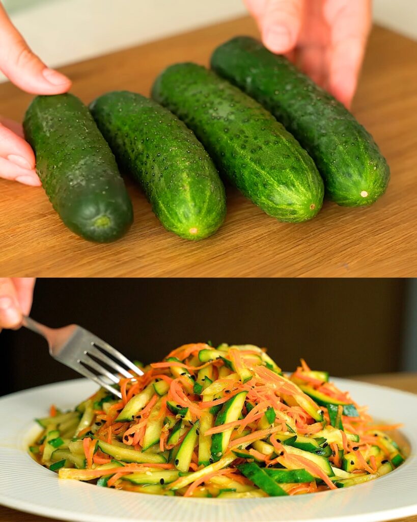 Refreshing Cucumber Salad with Carrot and Sesame Seeds