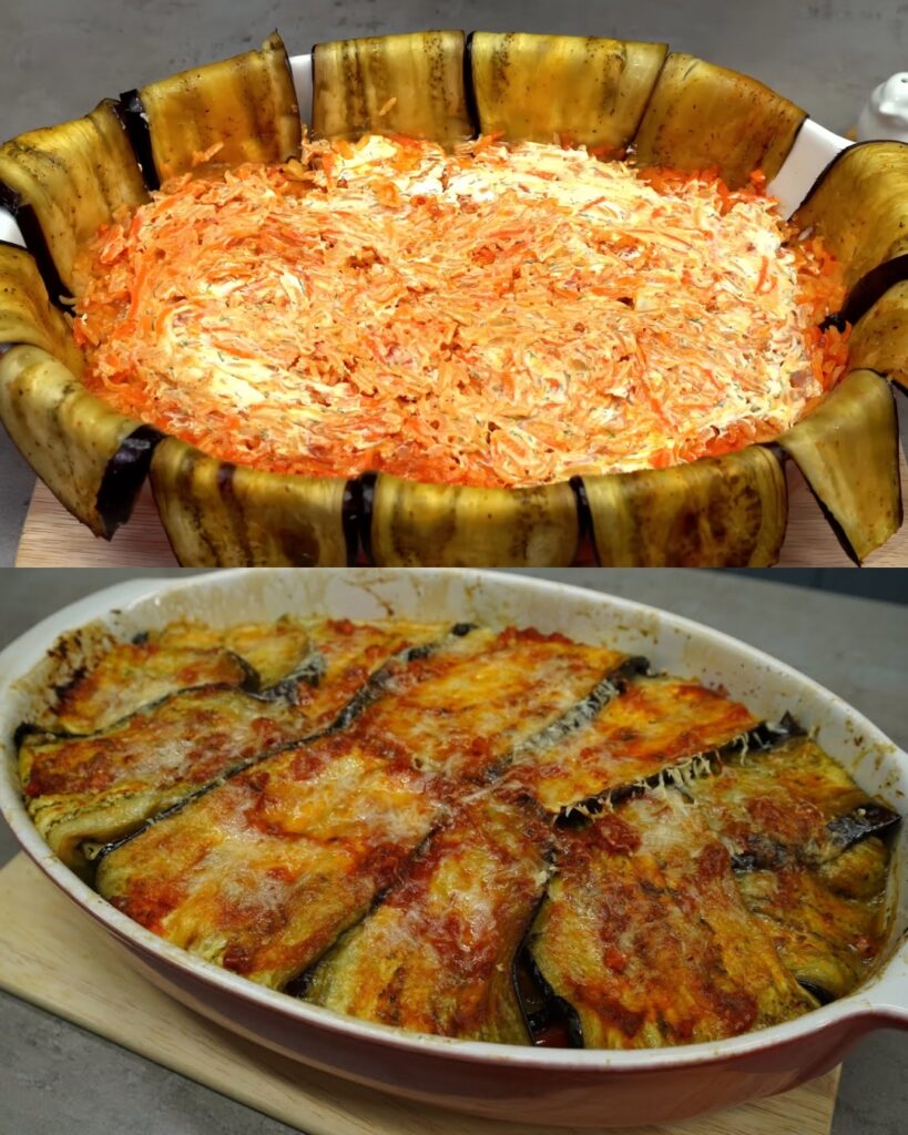 Stuffed Eggplant Bake with Rice and Cheese finished dish