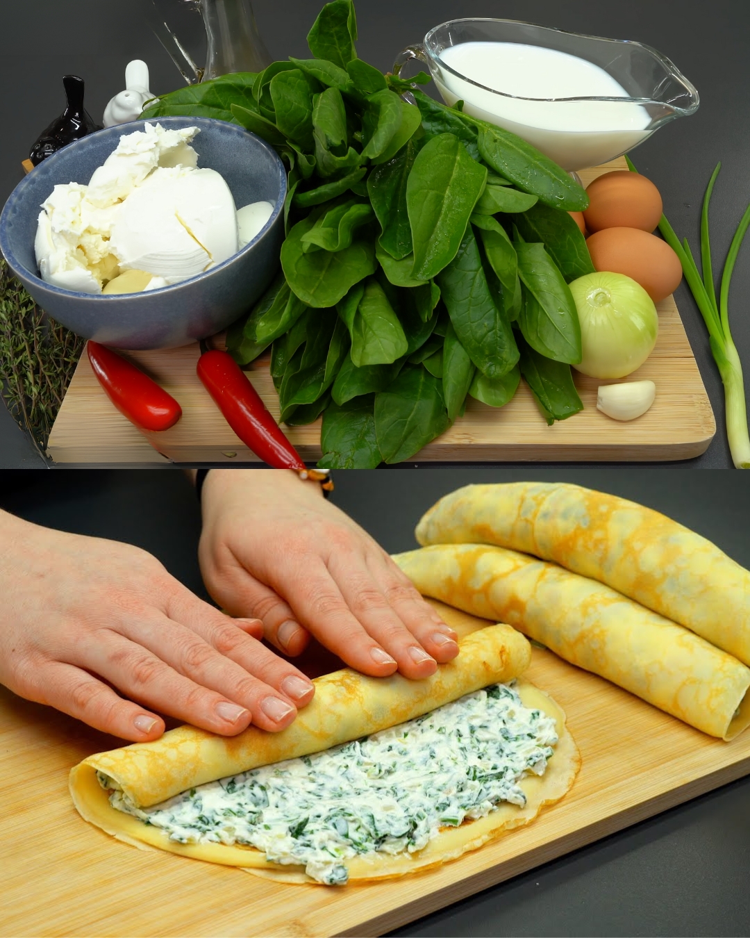 Spinach and Cheese Rolls with Creamy Sauce